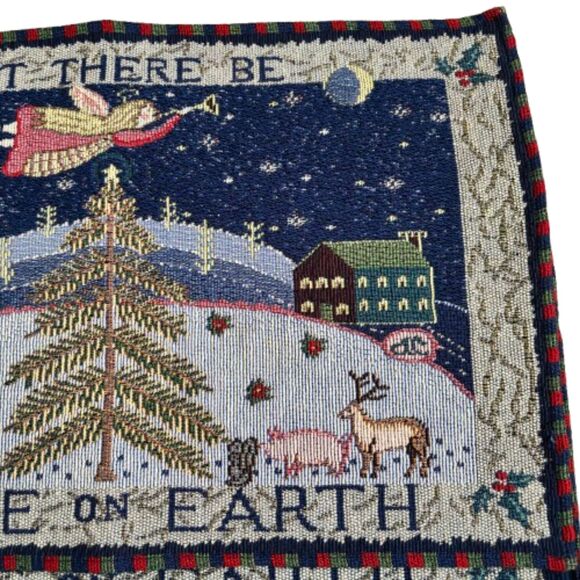 Set Of 4 Let There Be Piece On Earth Holiday Tapestry 19" x 12" Dinner Placemats - Picture 3 of 4